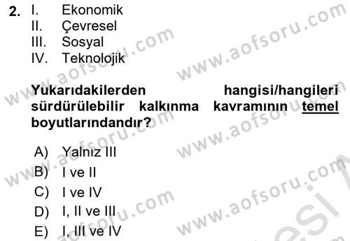 Gastronomi Ve Sürdürülebilirlik Dersi 2021 - 2022 Yılı (Vize) Ara Sınav Soruları 2. Soru