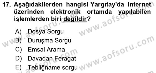 Mesleki Bilgisayar Ve Uyap Dersi 2024 - 2025 Yılı (Final) Dönem Sonu Sınav Soruları 17. Soru