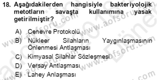 Kbrn Savunma Ve Güvenlik Dersi 2018 - 2019 Yılı (Final) Dönem Sonu Sınav Soruları 18. Soru