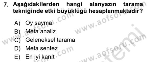 Sosyal Bilimlerde Araştırma Yöntemleri Dersi 2021 - 2022 Yılı Yaz Okulu Sınav Soruları 7. Soru