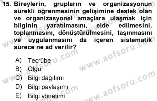 Büro Teknolojileri Dersi 2016 - 2017 Yılı 3 Ders Sınav Soruları 15. Soru