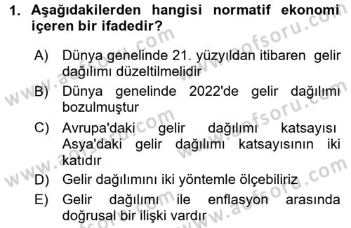 Afet Ekonomisi Ve Sigortacılığı Dersi 2023 - 2024 Yılı (Vize) Ara Sınav Soruları 1. Soru