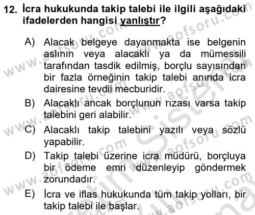 Hukuk Dili Ve Adli Yazışmalar Dersi 2021 - 2022 Yılı (Final) Dönem Sonu Sınav Soruları 12. Soru