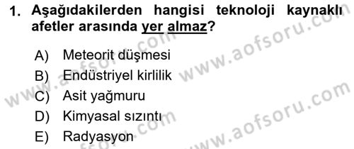 Afet Yönetimi 2 Dersi 2022 - 2023 Yılı Yaz Okulu Sınav Soruları 1. Soru