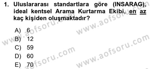 Arama Kurtarma Bilgisi ve Etik Değerler Dersi 2020 - 2021 Yılı Yaz Okulu Sınav Soruları 1. Soru