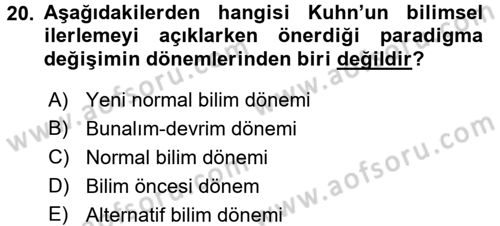 Sosyal Bilimlerde Araştırma Yöntemleri Dersi 2018 - 2019 Yılı (Vize) Ara Sınav Soruları 20. Soru