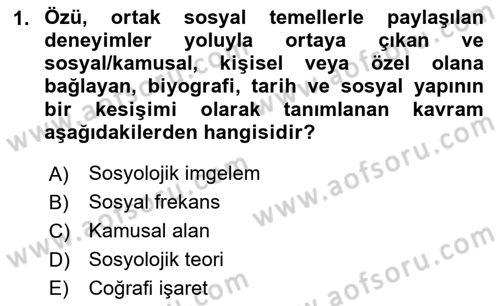 Yemek Sosyolojisi Dersi 2025 - 2026 Yılı (Vize) Ara Sınav Soruları 1. Soru