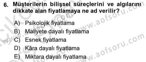 Menü Yönetimi Dersi 2018 - 2019 Yılı Tek Ders Sınav Soruları 6. Soru