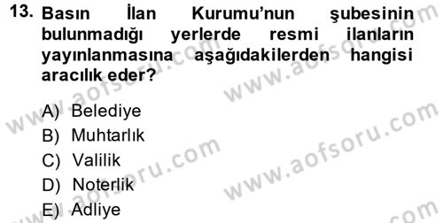 Hukuk Dili Ve Adli Yazışmalar Dersi 2014 - 2015 Yılı (Final) Dönem Sonu Sınav Soruları 13. Soru