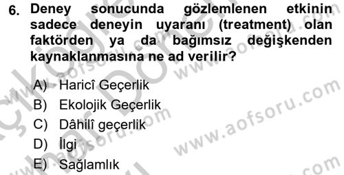 Uluslararası İlişkilerde Araştırma Yöntemleri Dersi 2016 - 2017 Yılı (Vize) Ara Sınav Soruları 6. Soru
