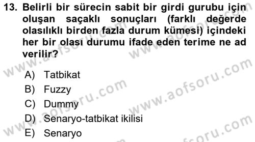 Acil Durum ve Afetlerde Ulaştırma Yönetimi ve Uygulamaları Dersi 2018 - 2019 Yılı Yaz Okulu Sınav Soruları 13. Soru