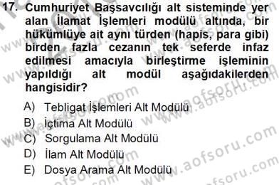 Ulusal Yargı Ağı Projesi 1 Dersi 2013 - 2014 Yılı Tek Ders Sınav Soruları 17. Soru
