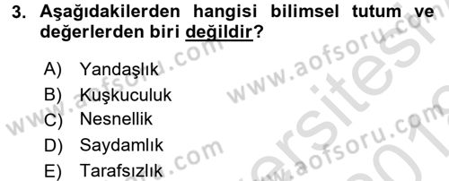 Sosyal Bilimlerde Araştırma Yöntemleri Dersi 2017 - 2018 Yılı (Vize) Ara Sınav Soruları 3. Soru
