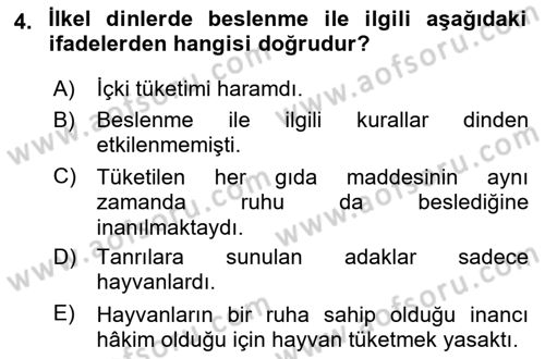 Gastronominin Temelleri Dersi 2023 - 2024 Yılı Yaz Okulu Sınav Soruları 4. Soru