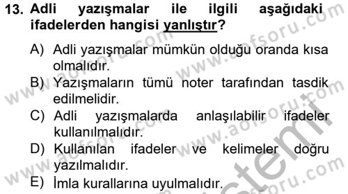 Kalem Mevzuatı Dersi 2014 - 2015 Yılı (Vize) Ara Sınav Soruları 13. Soru