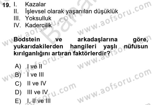 Afet Psikolojisi ve Sosyolojisi Dersi 2024 - 2025 Yılı (Final) Dönem Sonu Sınav Soruları 19. Soru