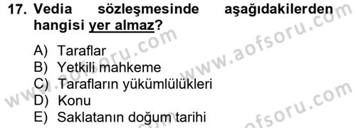 Hukuk Dili Ve Adli Yazışmalar Dersi 2014 - 2015 Yılı Tek Ders Sınav Soruları 17. Soru