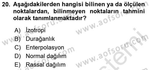 Veri Analizi Ve Değerlendirme Dersi 2024 - 2025 Yılı (Final) Dönem Sonu Sınav Soruları 20. Soru