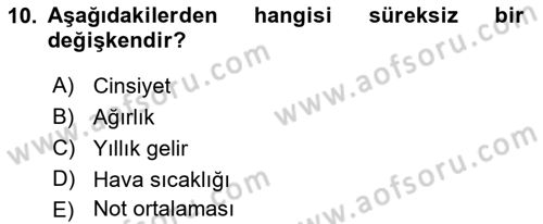 Sosyal Bilimlerde Araştırma Yöntemleri Dersi 2019 - 2020 Yılı (Vize) Ara Sınav Soruları 10. Soru