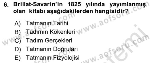 Gastronomi Ve Medya Dersi 2023 - 2024 Yılı (Vize) Ara Sınav Soruları 6. Soru
