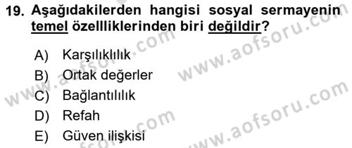 Afet Psikolojisi ve Sosyolojisi Dersi 2023 - 2024 Yılı (Final) Dönem Sonu Sınav Soruları 19. Soru