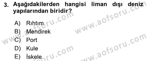 Acil Durum ve Afetlerde Ulaştırma Yönetimi ve Uygulamaları Dersi 2022 - 2023 Yılı Yaz Okulu Sınav Soruları 3. Soru