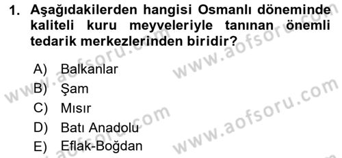 Osmanlı Mutfağı Dersi 2021 - 2022 Yılı (Final) Dönem Sonu Sınav Soruları 1. Soru