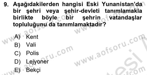 Kent, Planlama ve Afet Risk Yönetimi Dersi 2024 - 2025 Yılı (Vize) Ara Sınav Soruları 9. Soru