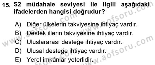 Afet Yönetimi 1 Dersi 2022 - 2023 Yılı (Final) Dönem Sonu Sınav Soruları 15. Soru