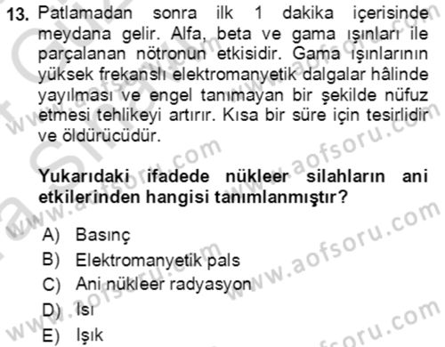 Kbrn Savunma Ve Güvenlik Dersi 2023 - 2024 Yılı (Vize) Ara Sınav Soruları 13. Soru