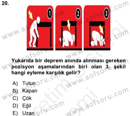 Afet Senaryosu ve Tatbikatlar Dersi 2017 - 2018 Yılı (Final) Dönem Sonu Sınav Soruları 20. Soru