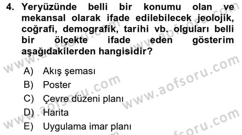 Kent, Planlama ve Afet Risk Yönetimi Dersi 2018 - 2019 Yılı 3 Ders Sınav Soruları 4. Soru