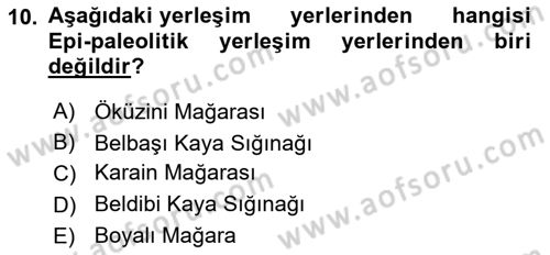 Anadolu Arkeolojisi Dersi 2024 - 2025 Yılı Yaz Okulu Sınav Soruları 10. Soru