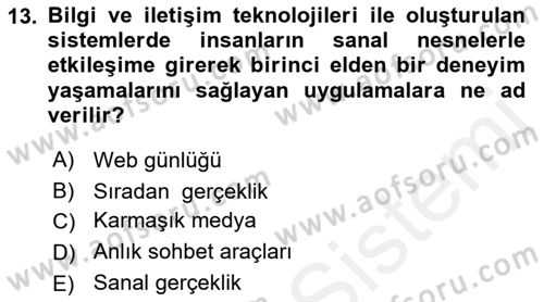 Acil Durum ve Afet Farkındalık Eğitimi Dersi 2018 - 2019 Yılı (Final) Dönem Sonu Sınav Soruları 13. Soru