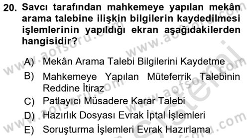 Ulusal Yargı Ağı Projesi 1 Dersi 2019 - 2020 Yılı (Final) Dönem Sonu Sınav Soruları 20. Soru