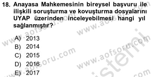 Mesleki Bilgisayar Ve Uyap Dersi 2024 - 2025 Yılı Yaz Okulu Sınav Soruları 18. Soru