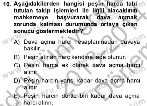 Damga Vergisi Ve Harçlar Bilgisi Dersi 2013 - 2014 Yılı (Final) Dönem Sonu Sınav Soruları 10. Soru