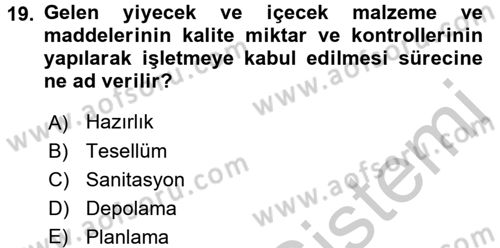 Menü Yönetimi Dersi 2016 - 2017 Yılı (Vize) Ara Sınav Soruları 19. Soru