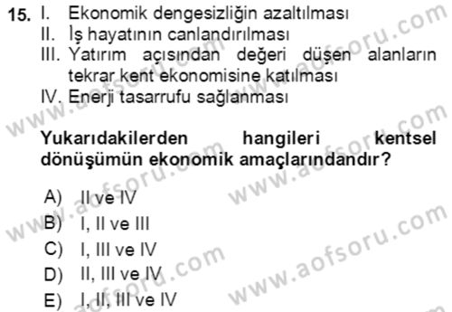 Afet Risk Azaltma Politikaları Dersi 2019 - 2020 Yılı (Vize) Ara Sınav Soruları 15. Soru