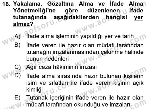 Hukuk Dili Ve Adli Yazışmalar Dersi 2017 - 2018 Yılı (Vize) Ara Sınav Soruları 16. Soru