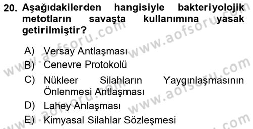 Kbrn Savunma Ve Güvenlik Dersi 2024 - 2025 Yılı Yaz Okulu Sınav Soruları 20. Soru
