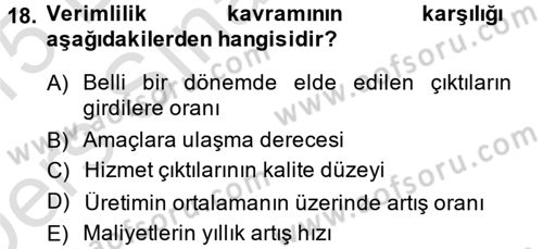 Büro Teknolojileri Dersi 2014 - 2015 Yılı Tek Ders Sınav Soruları 18. Soru