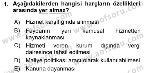 Damga Vergisi Ve Harçlar Bilgisi Dersi 2016 - 2017 Yılı (Final) Dönem Sonu Sınav Soruları 1. Soru