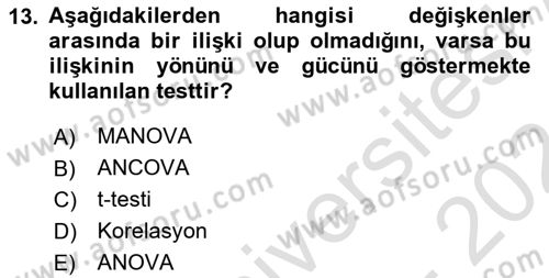 Sosyal Bilimlerde Araştırma Yöntemleri Dersi 2023 - 2024 Yılı (Final) Dönem Sonu Sınav Soruları 13. Soru