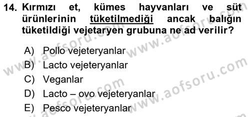 Gastronomi Tarihi Dersi 2022 - 2023 Yılı Yaz Okulu Sınav Soruları 14. Soru