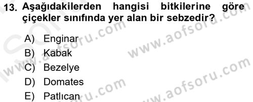 Beslenmenin Temel İlkeleri Dersi 2017 - 2018 Yılı (Final) Dönem Sonu Sınav Soruları 13. Soru
