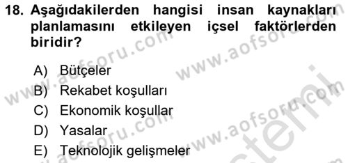 Yiyecek Ve İçecek İşletmeciliği Dersi 2024 - 2025 Yılı (Final) Dönem Sonu Sınav Soruları 18. Soru