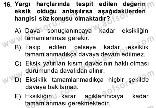 Damga Vergisi Ve Harçlar Bilgisi Dersi 2013 - 2014 Yılı (Final) Dönem Sonu Sınav Soruları 16. Soru