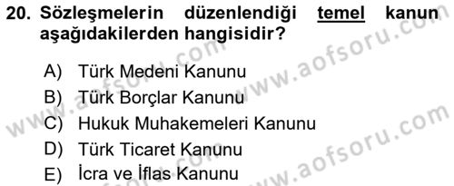 Hukuk Dili Ve Adli Yazışmalar Dersi 2018 - 2019 Yılı (Final) Dönem Sonu Sınav Soruları 20. Soru