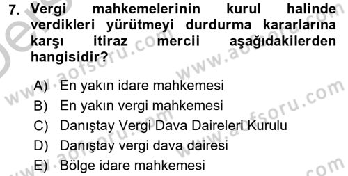 İdari Yargı Dersi 2016 - 2017 Yılı 3 Ders Sınav Soruları 7. Soru